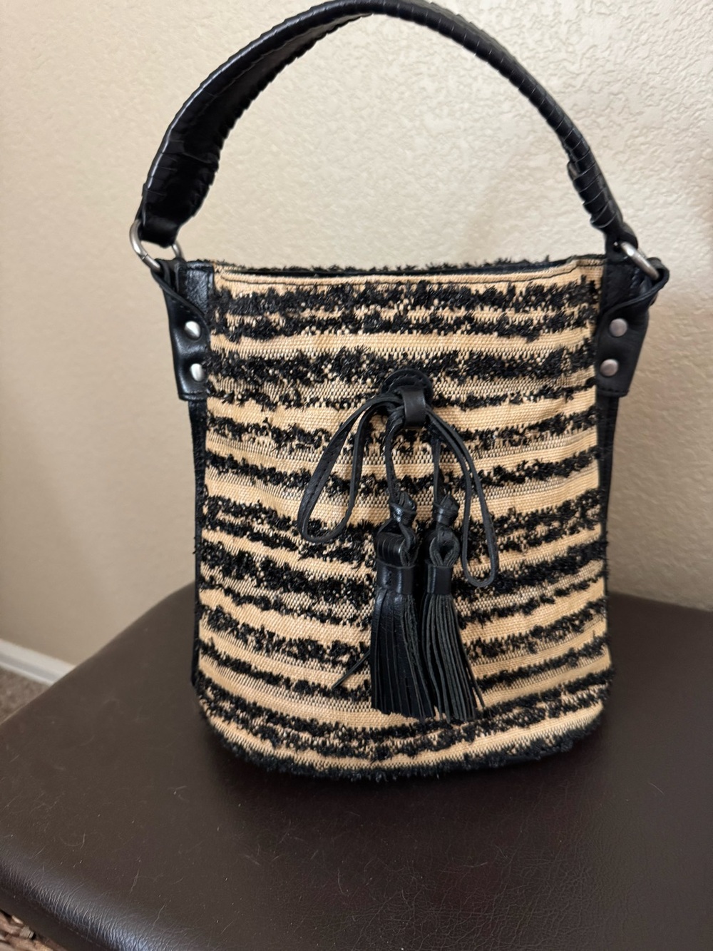Ebbe Woven Octavia Bucket Bag, Patricia Nash